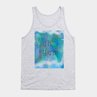 Abstract Art: Playful "Uh" Design in Bold Black & Blue Tank Top
